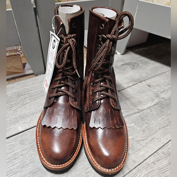 Ladies Durango Leather Lace Up Kiltie Western Boots Brand New Size 6.5 Medium - Picture 4 of 7